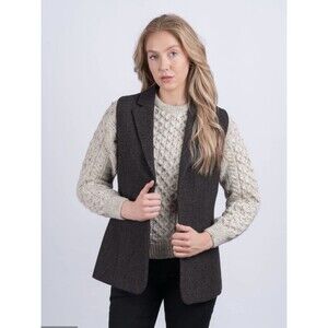 Women's Brown Hopsack Tweed Gilet By Celtic Lady Of Irish Heritage Size USA 4